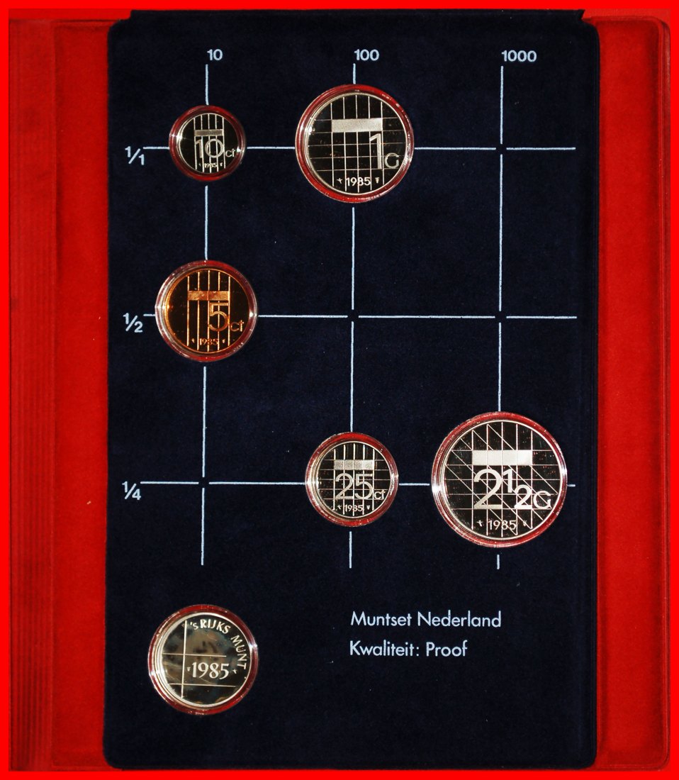  * BEATRIX (1980-2013): NIEDERLANDE★ PP KURSMÜNZENSATZ 1985 5 MÜNZEN + SILBER MEDAILLE★OHNE VORBEHALT   