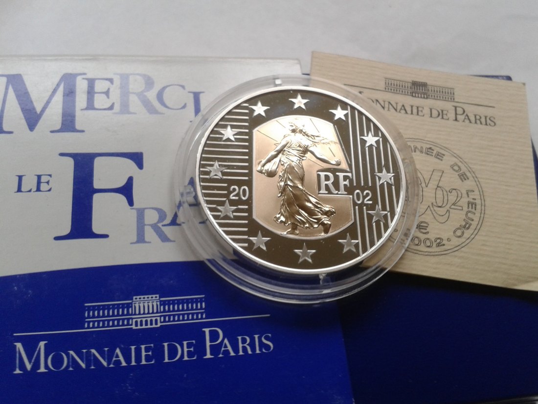  Original 5 euro 2002 PP Frankreich Semeuse Säerin Meri le franc 2,7g Gold (750er) 22,2g Silber 900er   