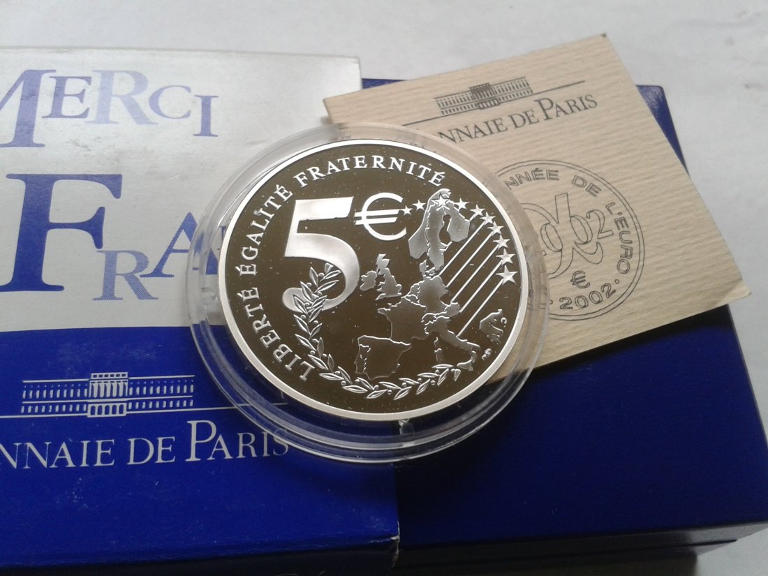  Original 5 euro 2002 PP Frankreich Semeuse Säerin Meri le franc 2,7g Gold (750er) 22,2g Silber 900er   