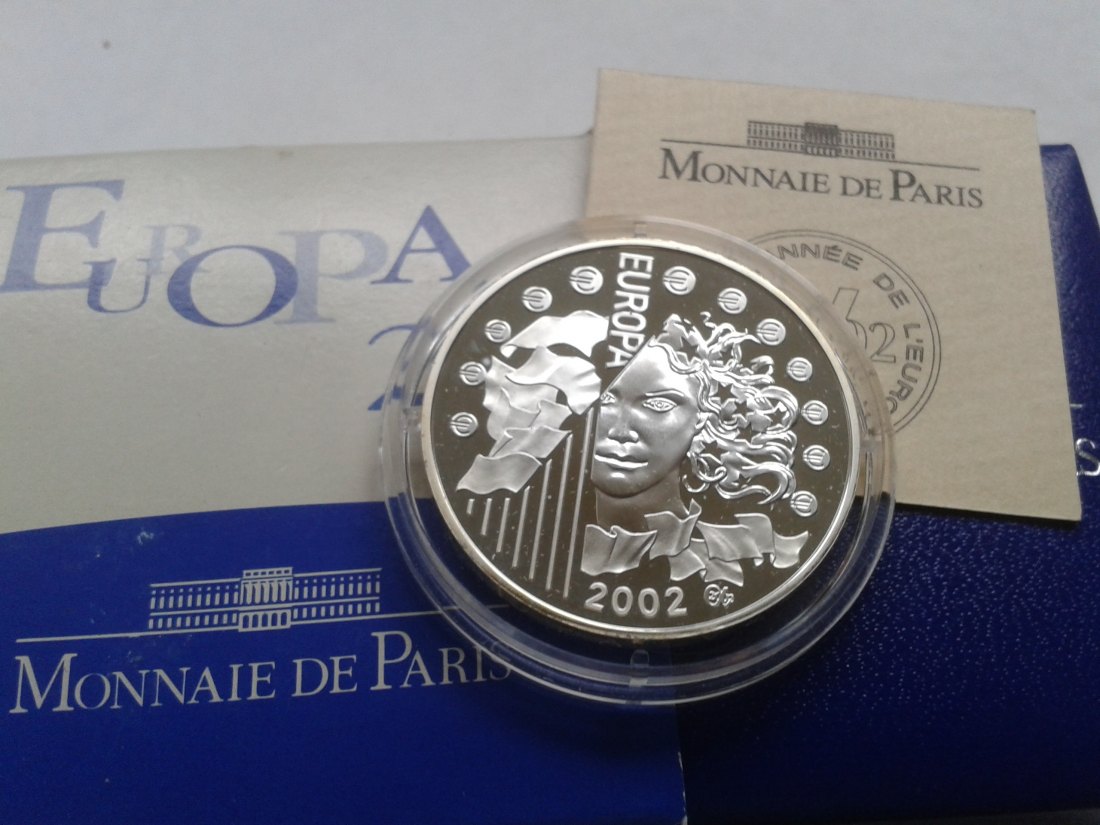  Original 1,5 euro 2002 PP Frankreich Europa Marianne 22,2g Silber 900er   