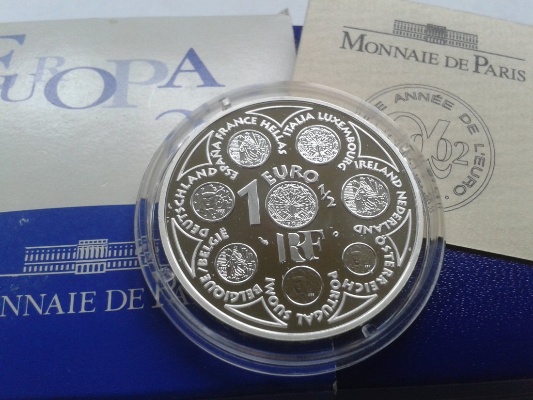  Original 1,5 euro 2002 PP Frankreich Europa Marianne 22,2g Silber 900er   