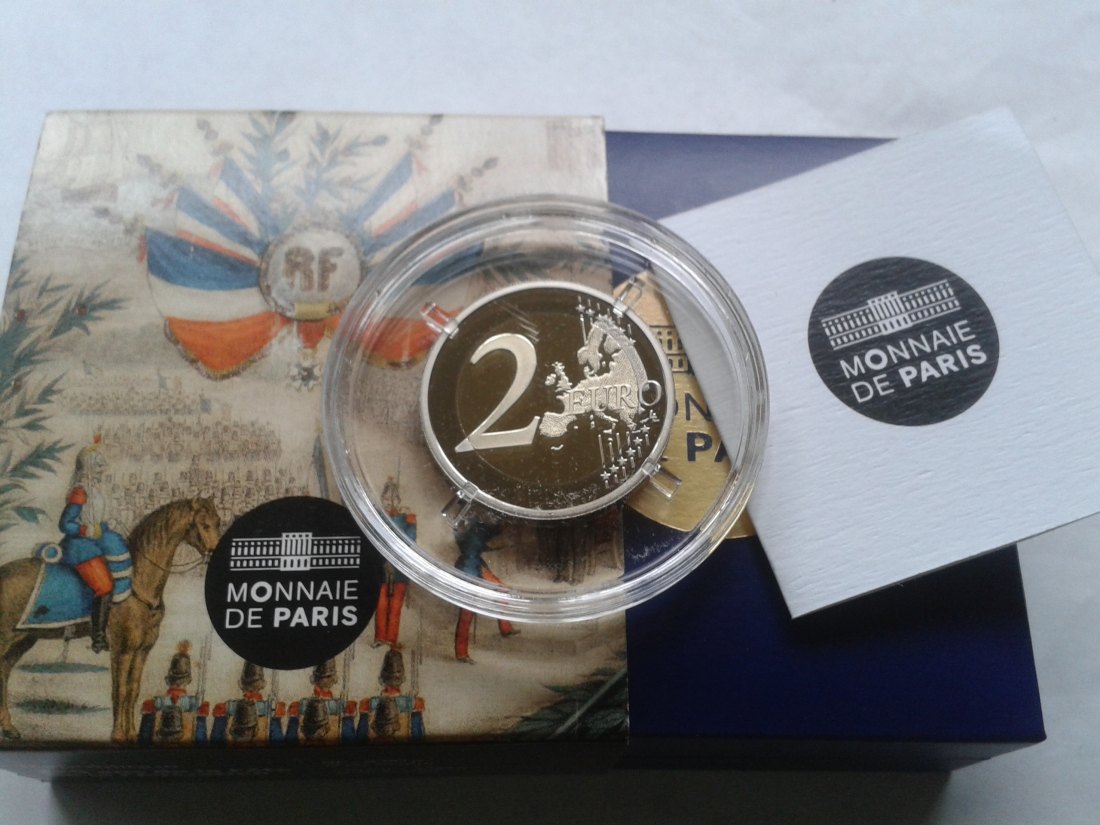  Original 2 euro 2015 PP Frankreich Förderationsfest coloriert Farbmünze seltenst   
