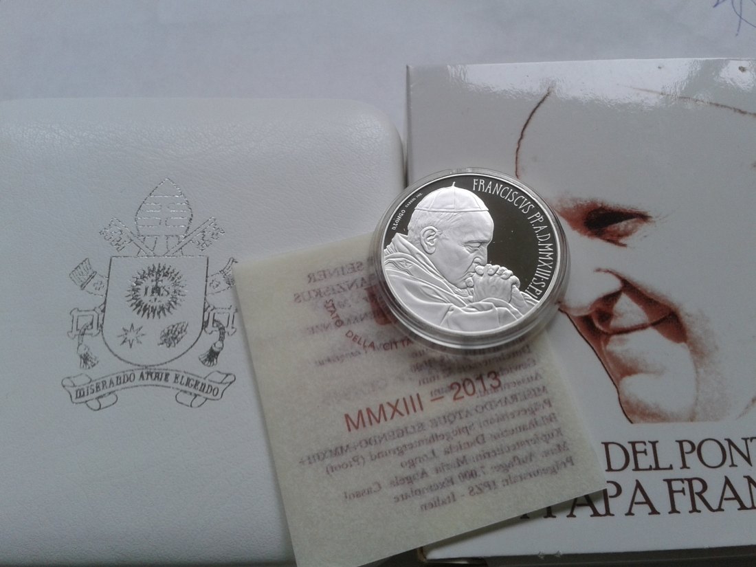  Original 5 euro 2013 PP Vatikan Papst Franziskus 1. Pontifikatsjahr 18g Silber   