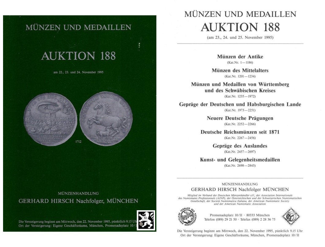  Hirsch (München) Auktion 188 (1995) Antike bis Neuzeit Slg. Württemberg und des Schwäbischen Kreises   