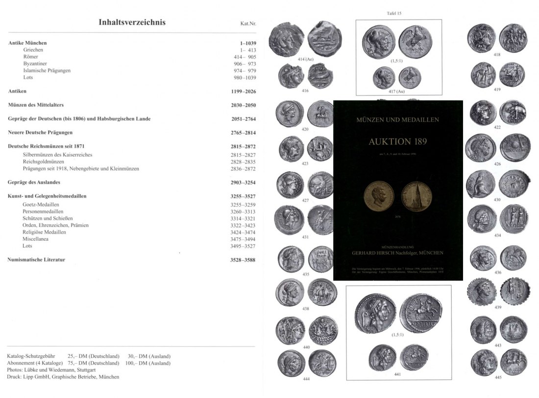  Hirsch (München) Auktion 189 (1996) Münzen der Antike ,Mittelalter und Neuzeit & Antike Kleinkunst   