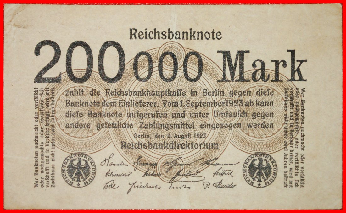  * REICHSBANKNOTE: GERMANY ★ 200000 MARK 1923 SERIES LETTER C CRISP!★LOW START ★ NO RESERVE!   