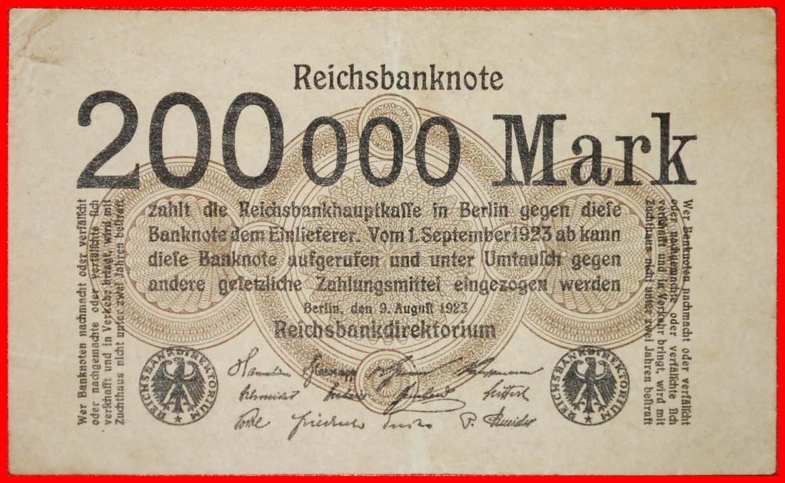 * REICHSBANKNOTE: GERMANY ★ 200000 MARK 1923 SERIES LETTER C CRISP!★LOW START ★ NO RESERVE!