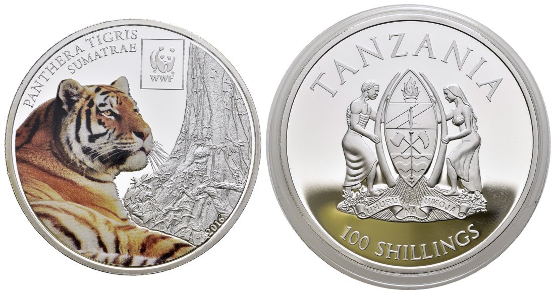 PEUS 8375 Tanzania Sumatra-Tiger 100 Shilingi 2016 Proof (Kapsel)