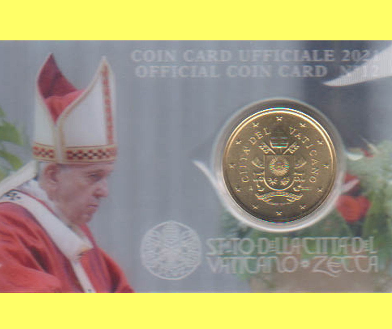  Offiz. 50 Cent Coincard *Pontifikat Papst Franziskus MMXXI* Vatikan 2021 nur 25.000St.   
