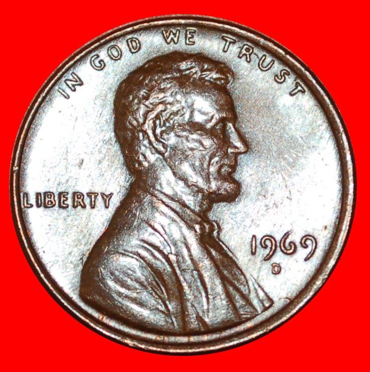  * MEMORIAL (1959-1982): USA ★ 1 CENT 1969D! LINCOLN (1809-1865)★OHNE VORBEHALT!   