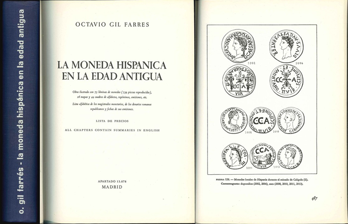  Octavia Gil Farres; La moneda hispanica en la edad Antigua; Madrid   