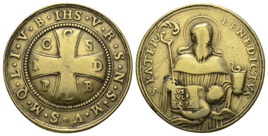  Pater Benedictus; Medaille o.J.; Messing; 15,29 g, Ø 34 mm   