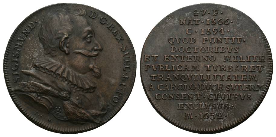  Polen - Sigismund; Medaille o.J.; Bronze; 14,57 g, Ø 32 mm   