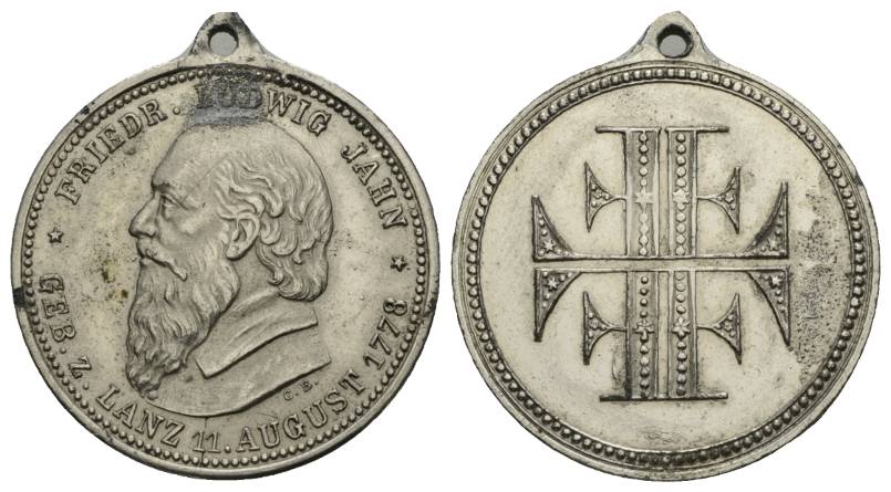  Friedrich Ludwig Jahn; tragbare Medaille o.J.; Cu-Nickel; 7,96 g, Ø 30 mm   
