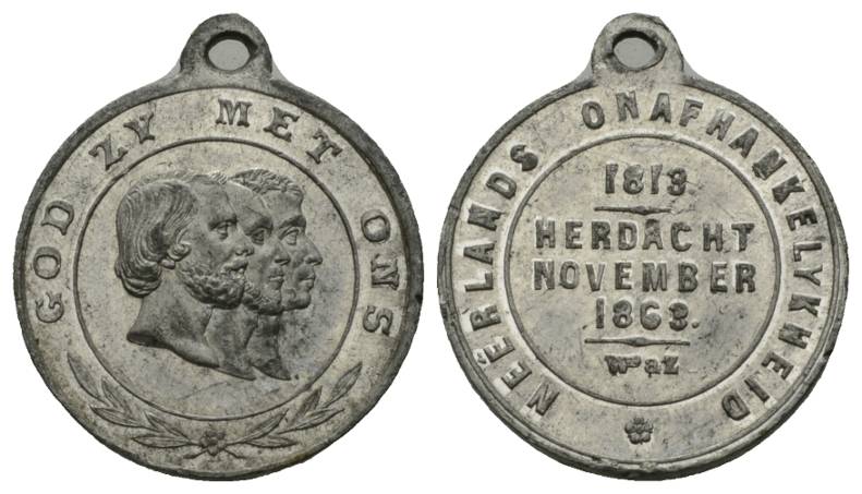  Niederlande, Wilhelm I. II. III.; 50-jährige Feier; tragbare Zinnmedaille 1863; 3,23 g, Ø 23 mm   