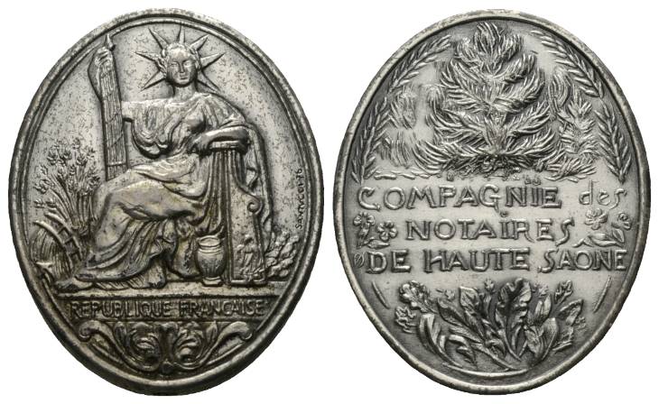  Frankreich; versilberte Medaille o.J.; 26,00 g, 36x29 mm   