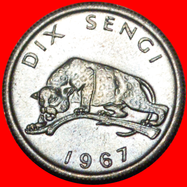  * GREAT BRITAIN: DEMOCRATIC REPUBLIC CONGO ★ 10 SENGIS 1967 UNC LEOPARD!★LOW START ★ NO RESERVE!   