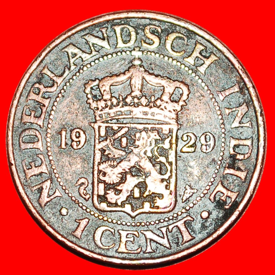  * CROWN 1914-1929: NETHERLANDS EAST INDIES★1 CENT 1929! WILHELMINA 1890-1948★LOW START ★ NO RESERVE!   