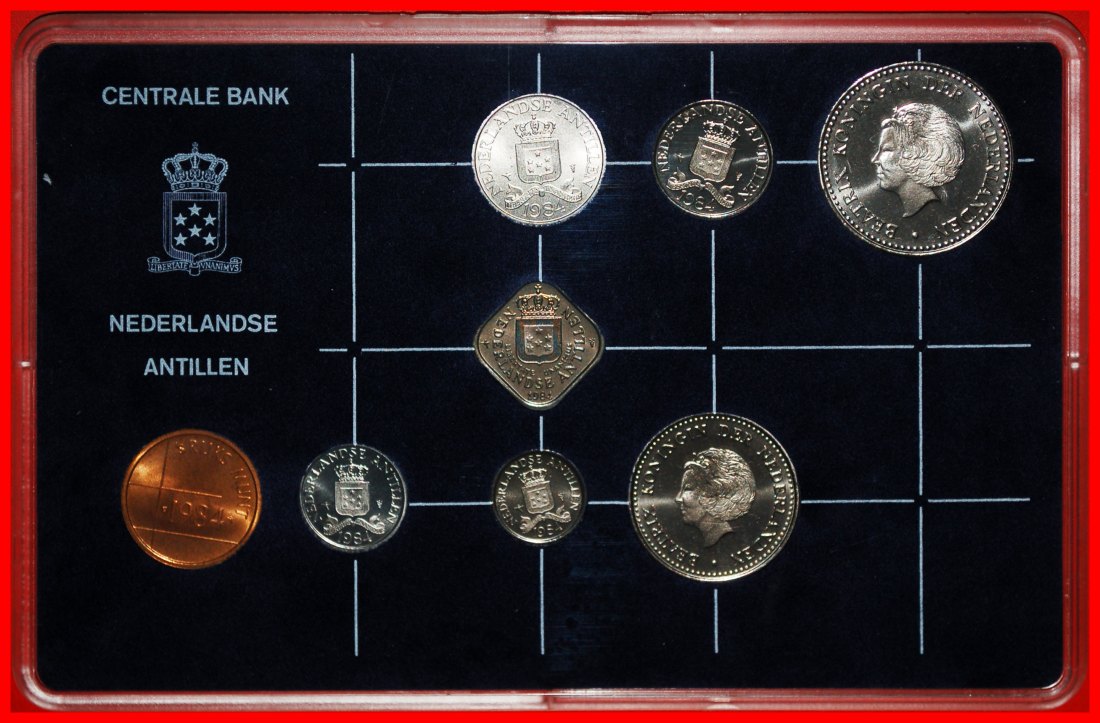  * FDC SET: NETHERLANDS ANTILLES★1 - 2 1/2 - 5-10-25 CENTS 1 GULDEN 1984! UNC★LOW START ★ NO RESERVE!   