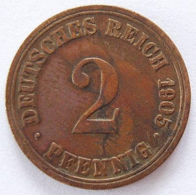  Deutsches Reich 2 Pfennig 1905 A Kupfer ss   