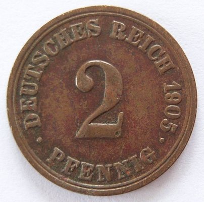  Deutsches Reich 2 Pfennig 1905 A Kupfer ss   