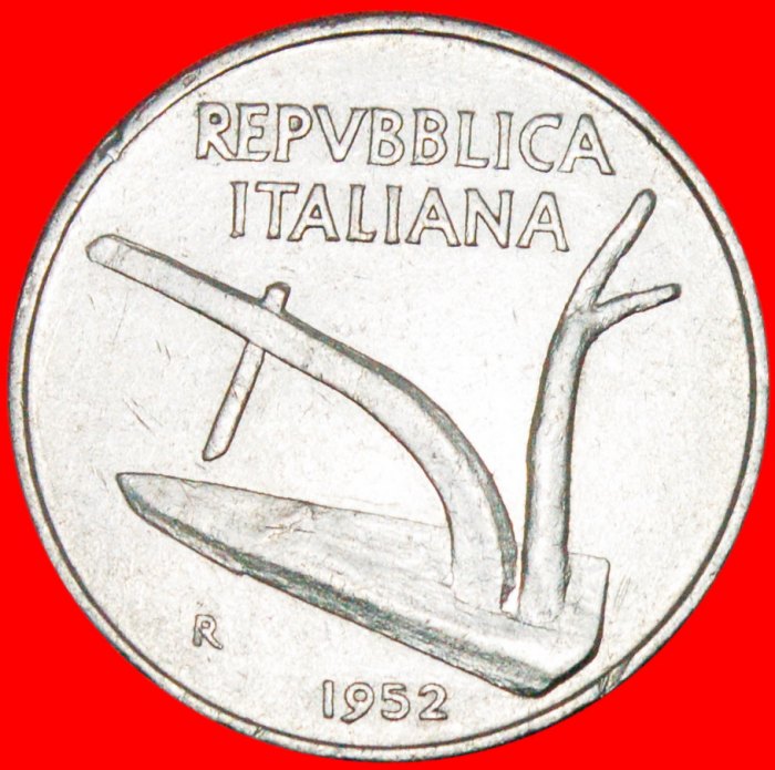  * PLOUGH: ITALY ★ 10 LIRAS 1952R! LOW START! ★ NO RESERVE!   