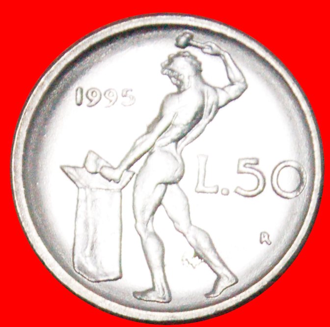  * NACKTER GOTT VULKAN: ITALIEN ★ 50 LIRE 1995R! KLEINE FORMAT! ★OHNE VORBEHALT!   