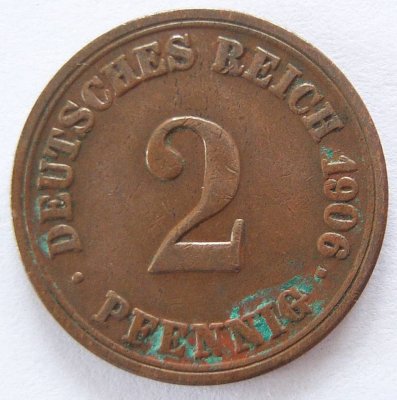  Deutsches Reich 2 Pfennig 1906 A Kupfer ss   