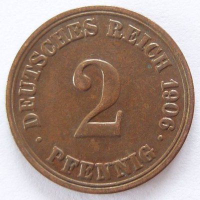  Deutsches Reich 2 Pfennig 1906 A Kupfer ss   