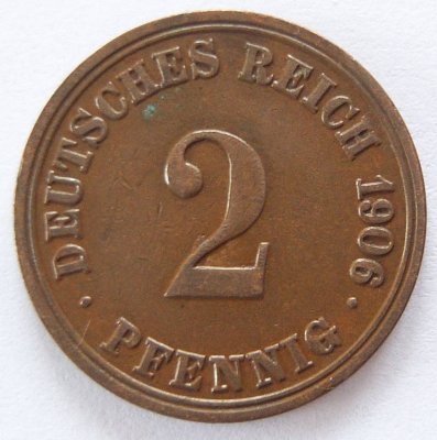  Deutsches Reich 2 Pfennig 1906 A Kupfer ss   