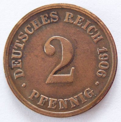  Deutsches Reich 2 Pfennig 1906 D Kupfer ss   