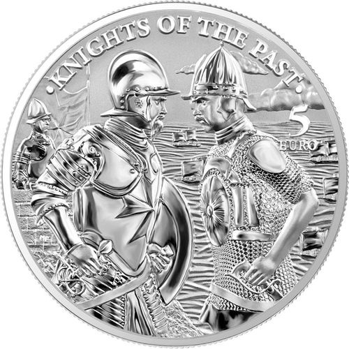  Original 5 euro 2022 Malta Knights of the past 1 Unze Silber im Folder - gesuchte Anlagemünze   