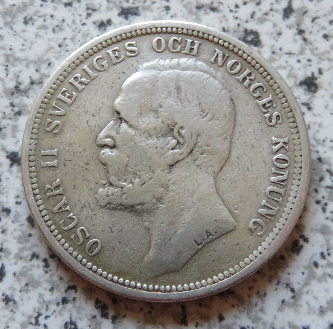  Schweden 2 Kronor 1893, geringe Auflage   