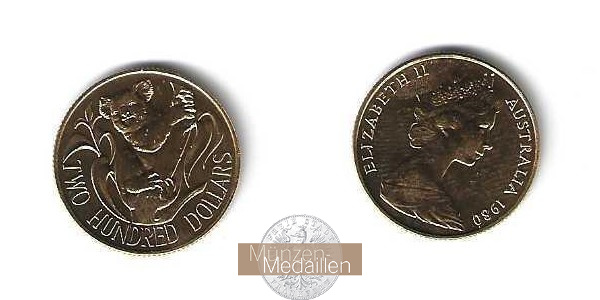 Australien MM-Frankfurt Feingewicht: 9,17g 200 Dollar 1980 