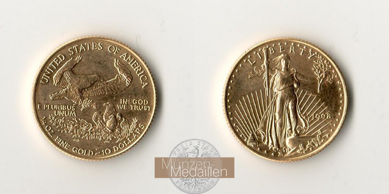 USA  10 Dollars MM-Frankfurt  Feingold: 7,78g Adler 1998 