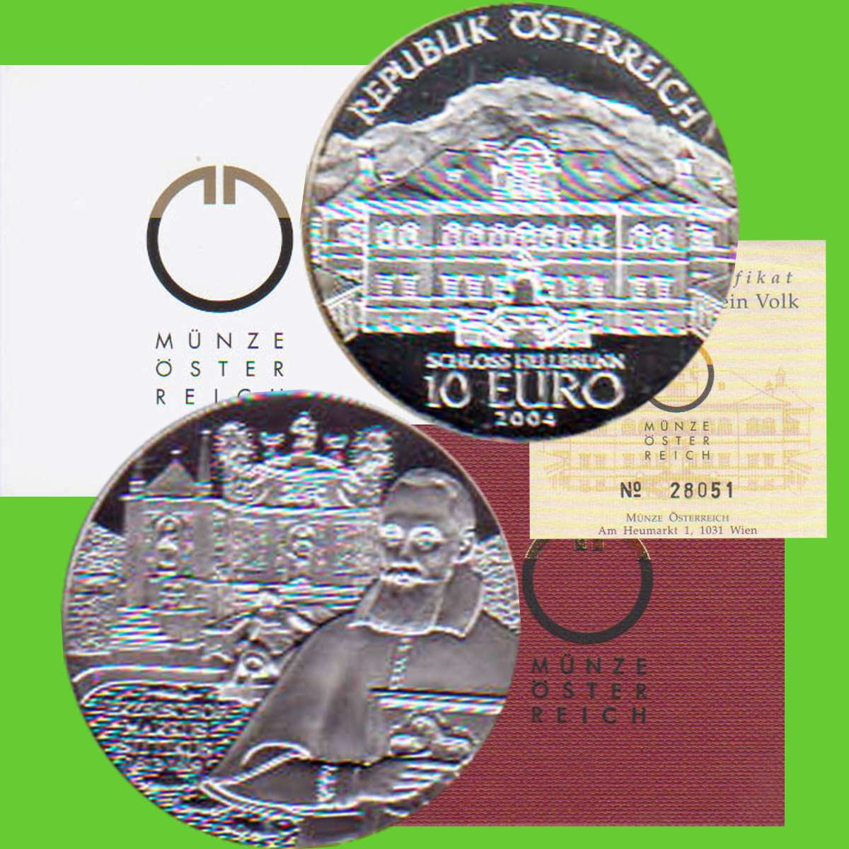  Offiz. 10 Euro Silbermünze Österreich *Schloss Hellbrunn* 2004 *PP* max 60.000St!   