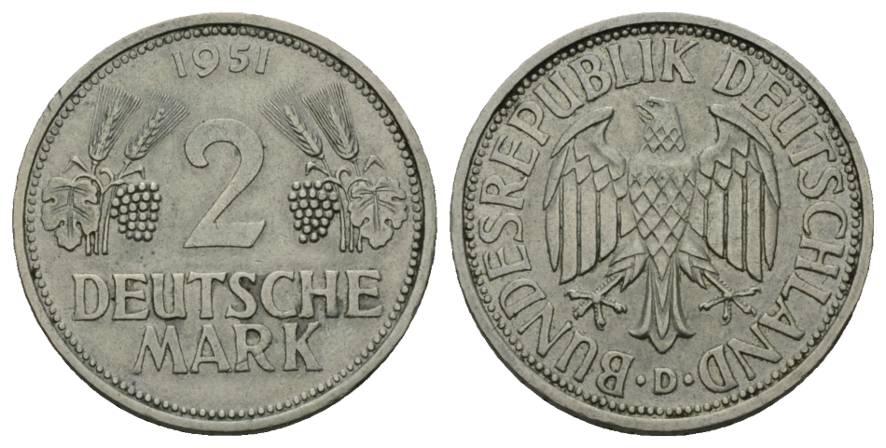  BRD 2 Deutsche Mark 1951 D   