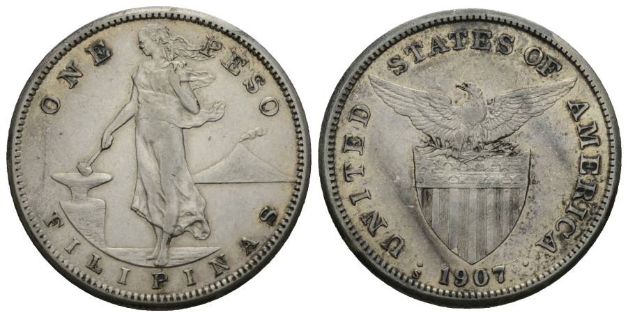  USA Philippinen 1 Peso 1907; Randfehler   