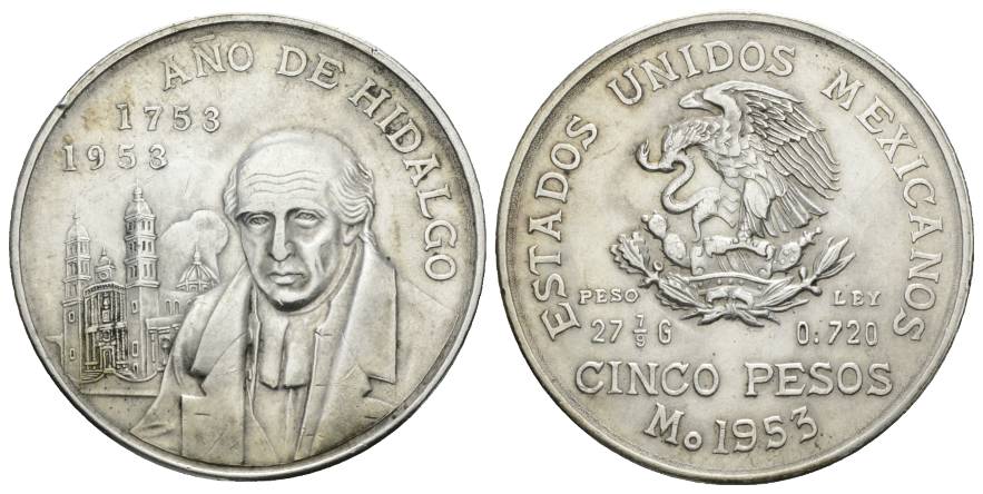  Mexiko 5 Pesos 1953   