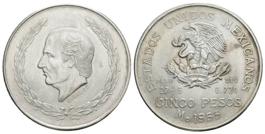  Mexiko 5 Pesos 1953   