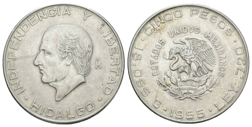  Mexiko 5 Pesos 1955   
