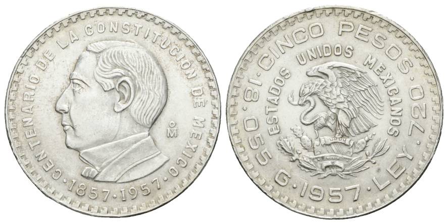  Mexiko 5 Pesos 1957   