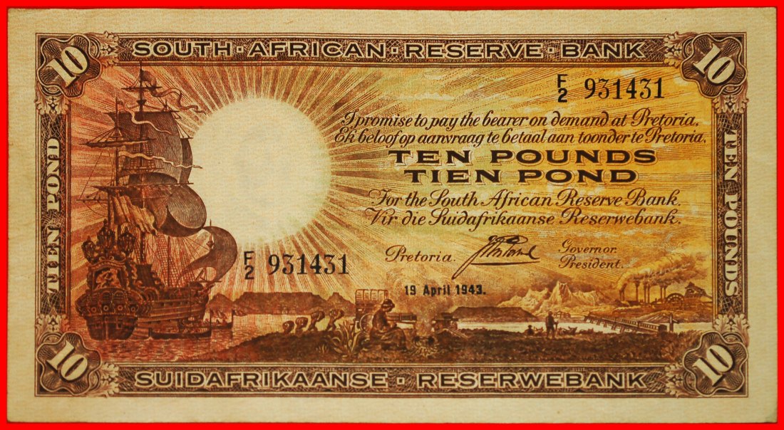  ~  2 SOLD SHIP: SOUTH AFRICA ★ 10 POUNDS 1943 RARITY! CRISP! JUST PUBLISHED! LOW START ★ NO RESERVE!   