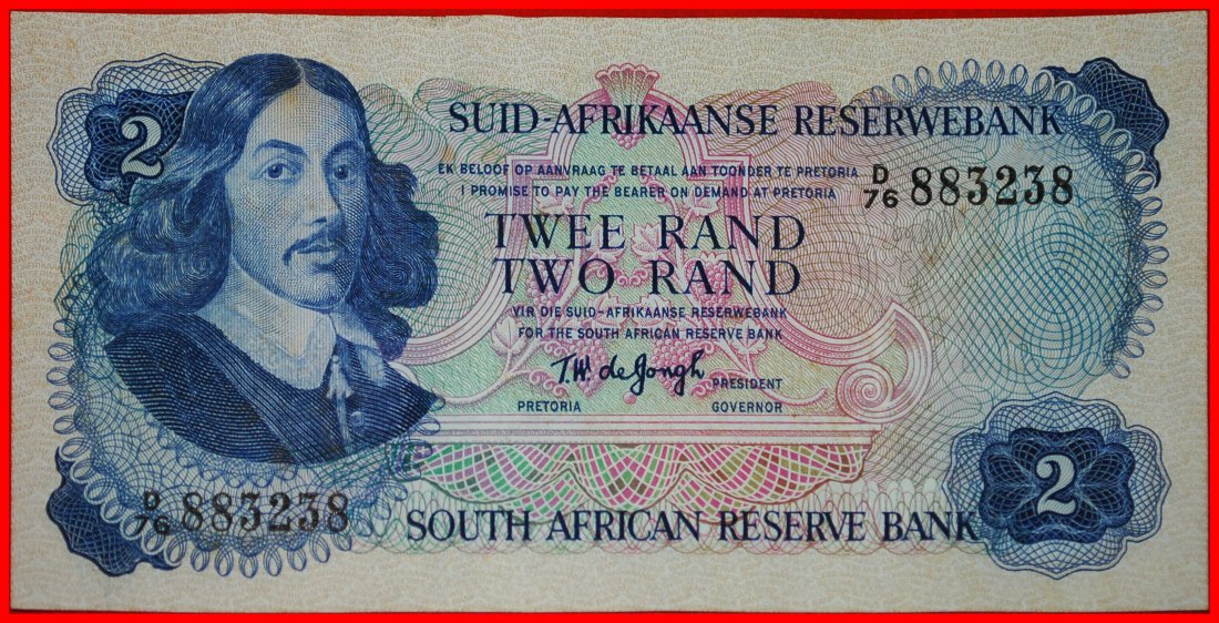 Ⰶ JAN van RIEBEECK 1619-1677: SOUTH AFRICA★2 RAND (1974) SPRINGBOK 1974-1976 LOW START ★ NO RESERVE!