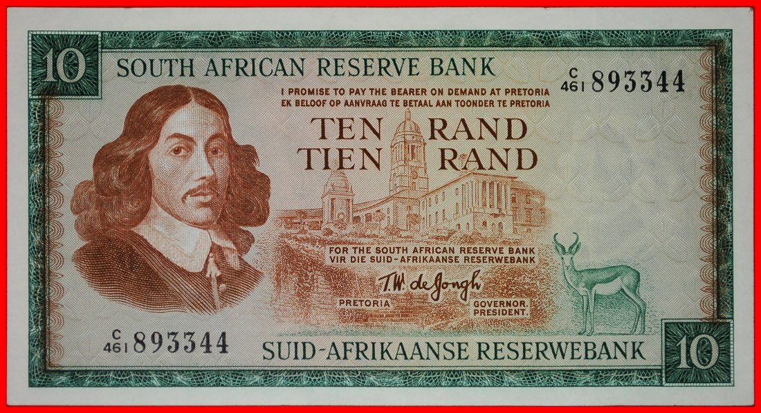 Ⰶ JAN van RIEBEECK (1619-1677): SOUTH AFRICA★ 10 RAND (1975-1976)! SHIPS UNC★LOW START ★ NO RESERVE!