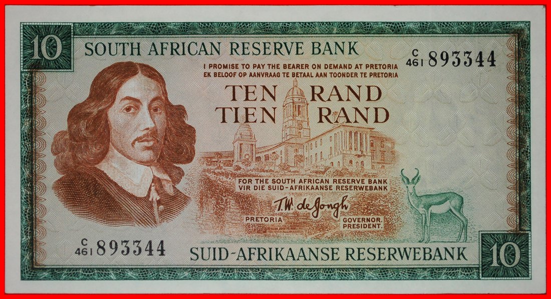  ~ JAN van RIEBEECK (1619-1677): SOUTH AFRICA★ 10 RAND (1975-1976)! SHIPS UNC★LOW START ★ NO RESERVE!   