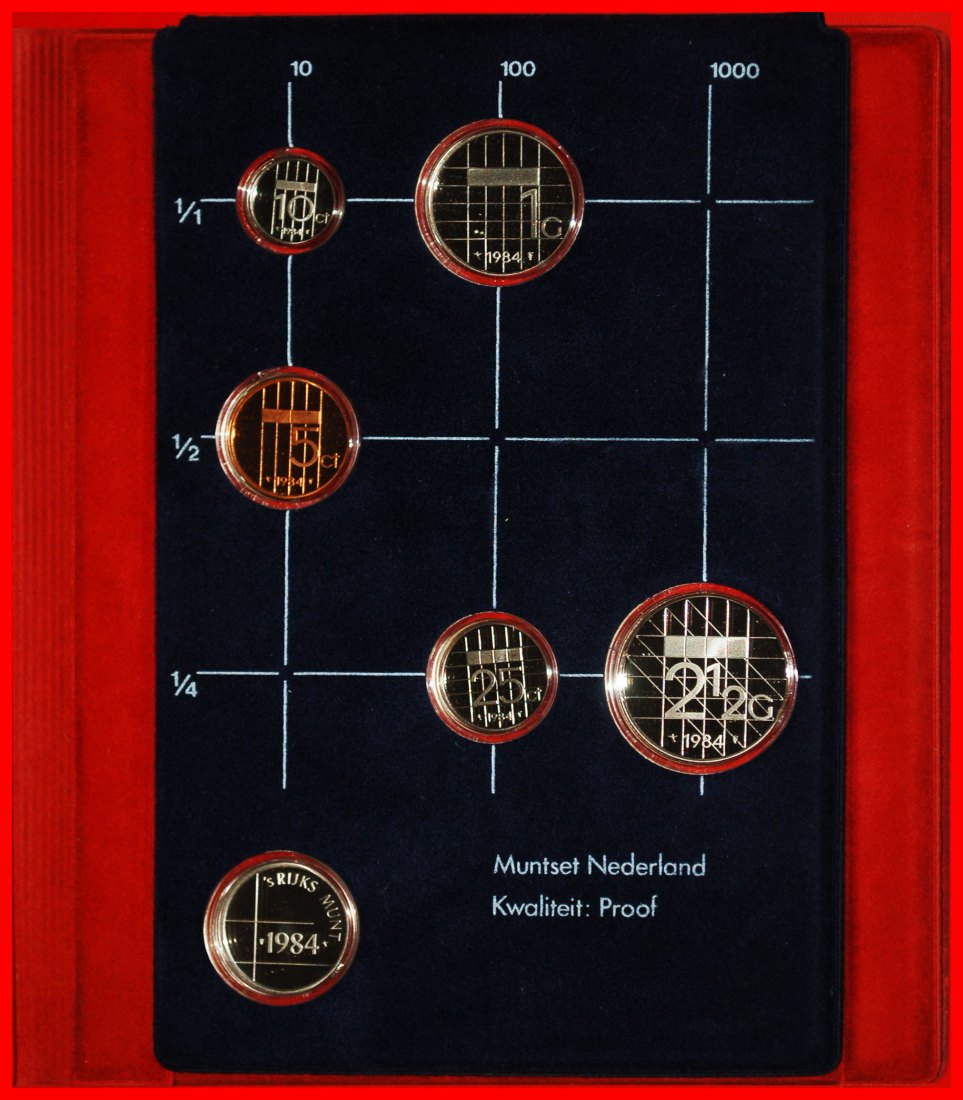  * BEATRIX (1980-2013): NIEDERLANDE★PP KURSMÜNZENSATZ 1984★5 MÜNZEN + SILBER MEDAILLE★OHNE VORBEHALT!   