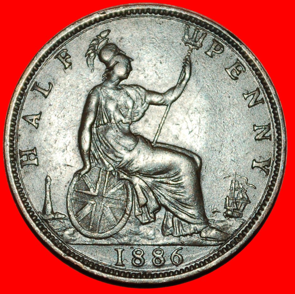  * HERRIN DER SEEN: GROSSBRITANNIEN ★ HALBER PENNY 1886 SCHIFF VICTORIA (1837-1901)!★OHNE VORBEHALT   