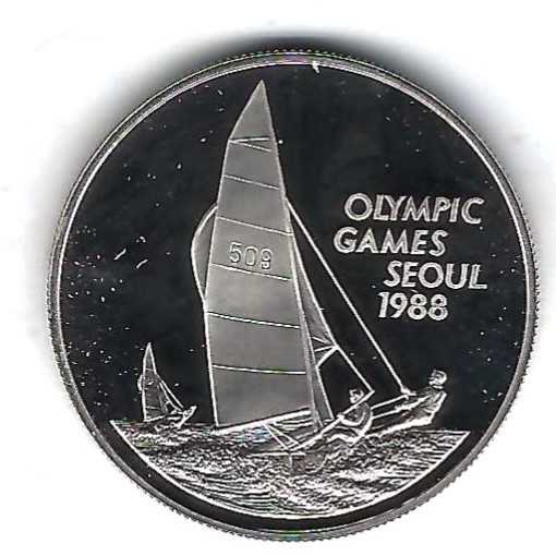  Cayman Island 5 D. Olympische Spiele 1988 Silber Golden Gate Münzenankauf Koblenz Frank Maurer X747   