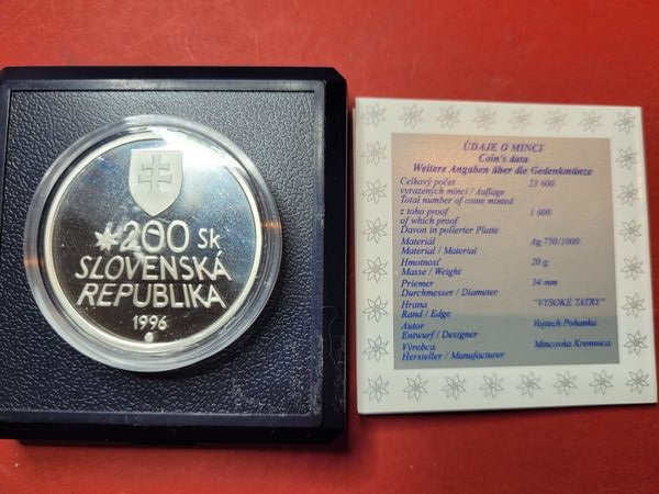  Slowakei 200 Kronen 1996Strbske Pleso   Proof 1600 Stück .R Münzenankauf Koblenz Frank Maurer R14   